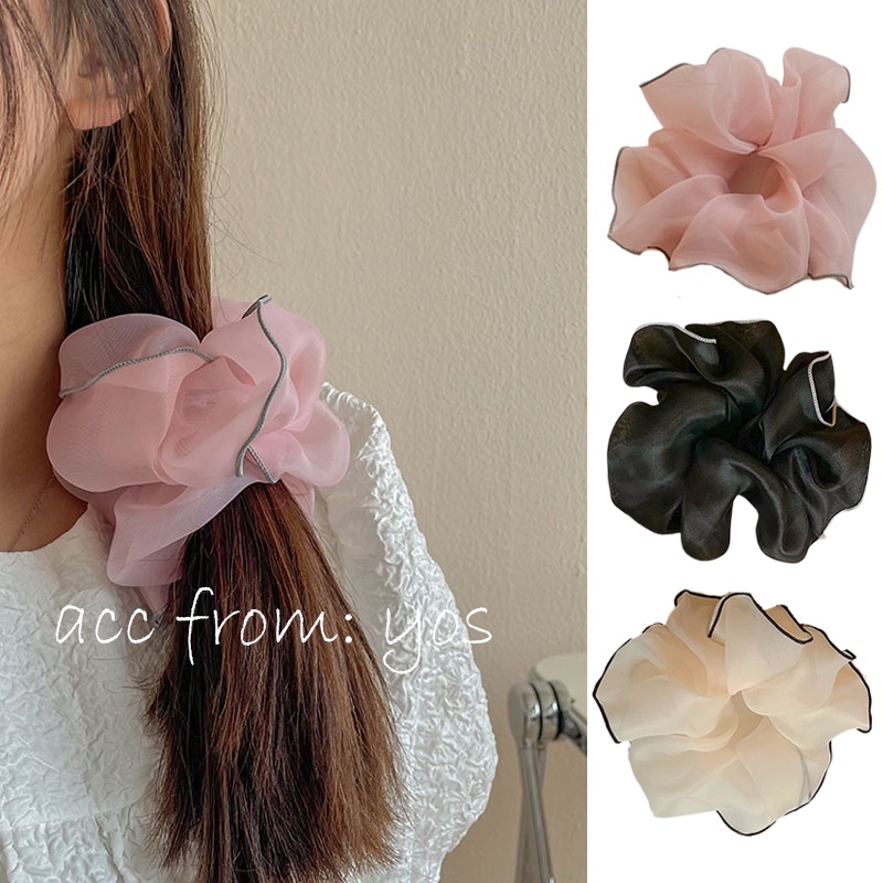 Dây cột tóc vải Scrunchies lụa Hàn Quốc bản lớn cho nữ