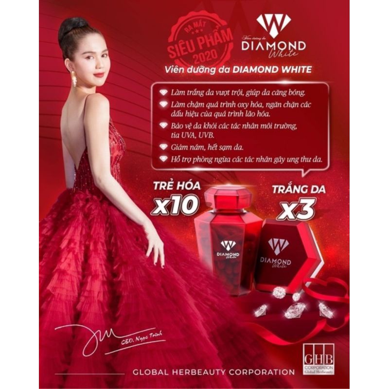 [Mã 77FMCGSALE giảm 8% đơn 500K] [CHÍNH HÃNG] VIÊN UỐNG TRẮNG DA DIAMOND WHITE- FULL BOX