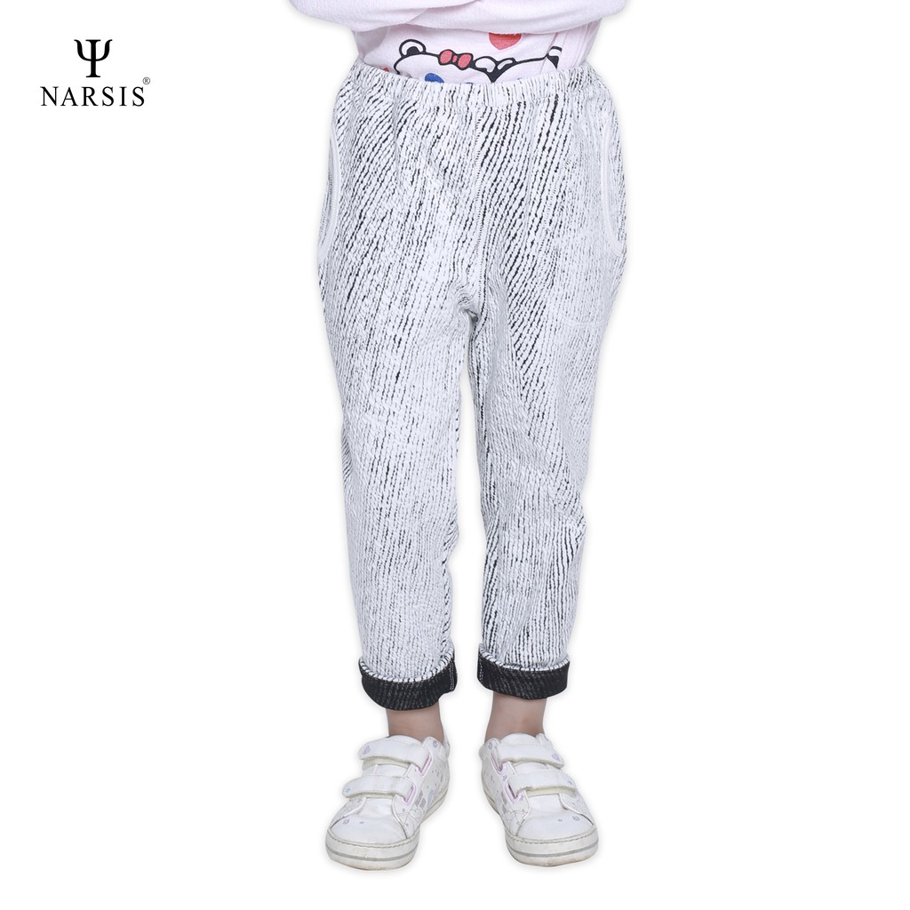 Quần thu đông bé gái Narsis KP0010 chất Cotton màu trắng vân đen
