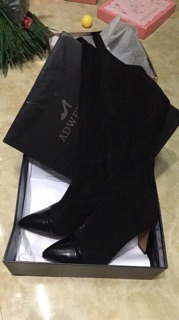 Boot gối da lộn pha da order