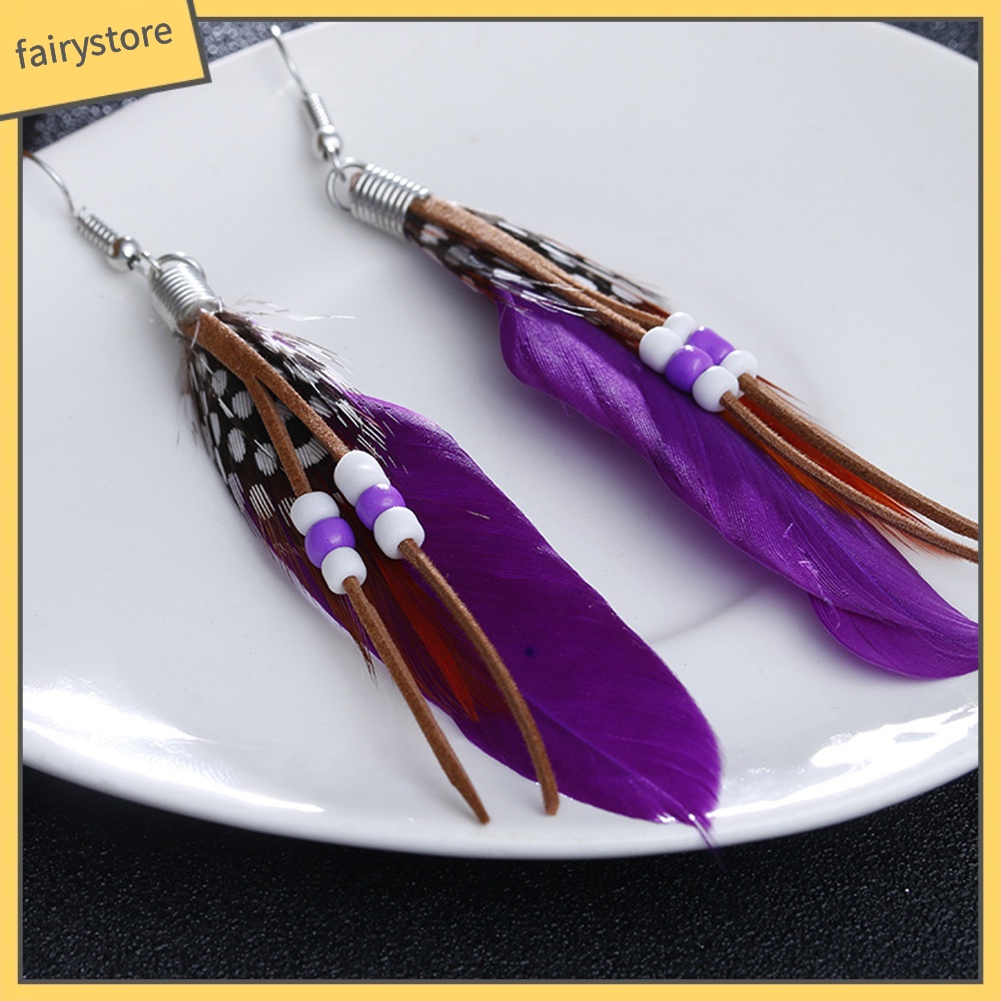 Bông Tai Lông Vũ Phong Cách Bohemian Thời Trang Cho Nữ