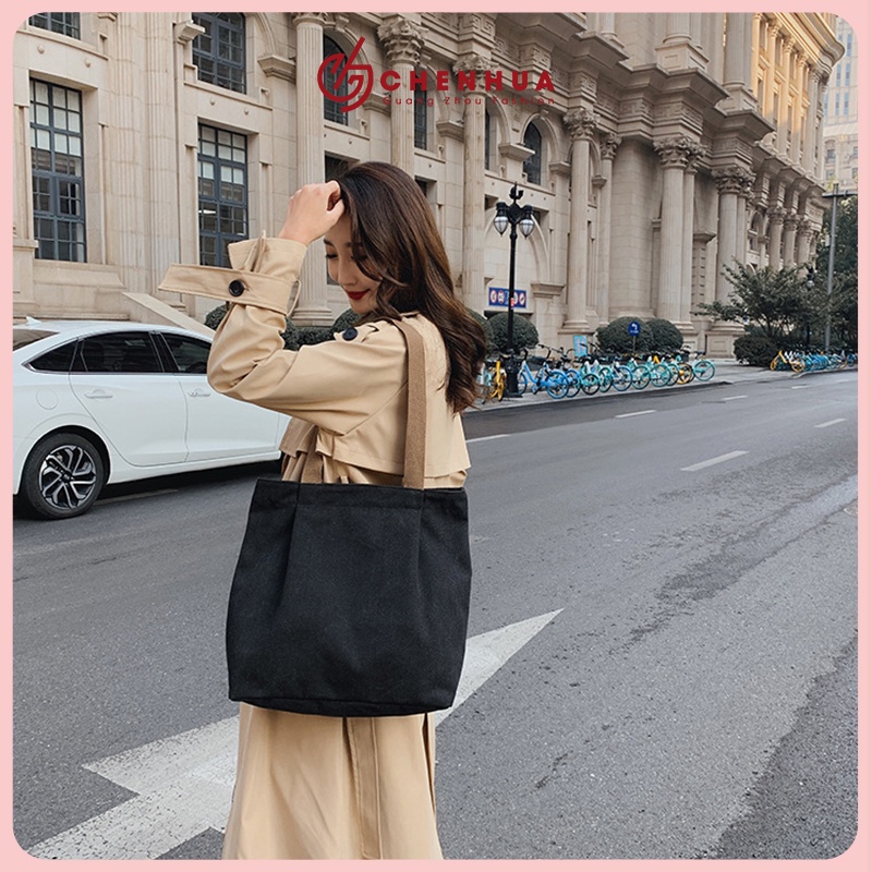 Túi đeo vai ChenHua basic túi xách nữ vải canvas a4 đi chơi du lịch phong cách ulzzang hàn quốc đẹp TX149