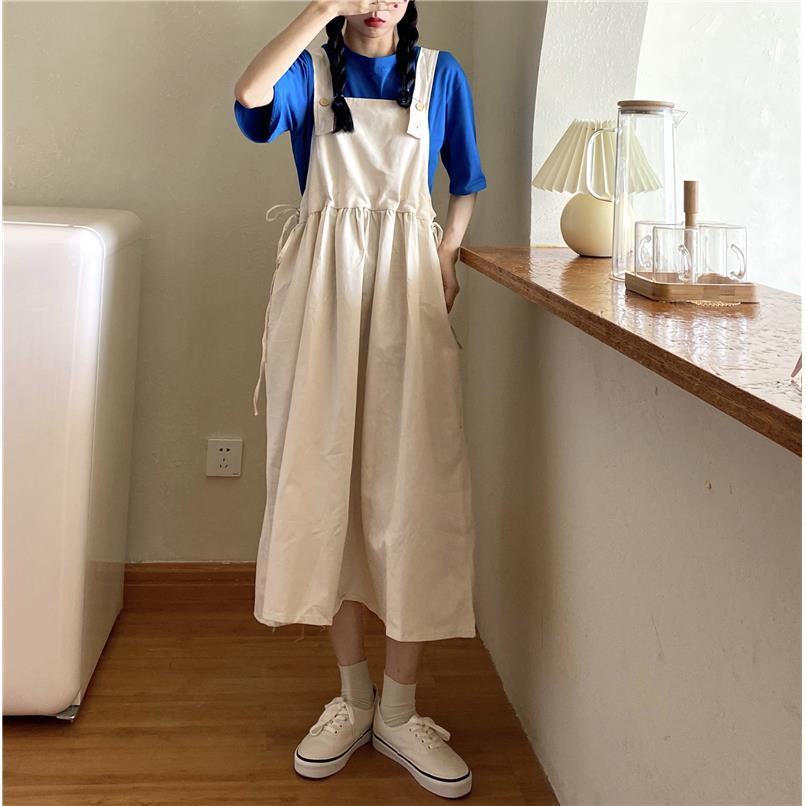 Set Áo Thun Ngắn Tay Và Đầm Yếm Dài Phong Cách Hàn Quốc Dành Cho Nữ