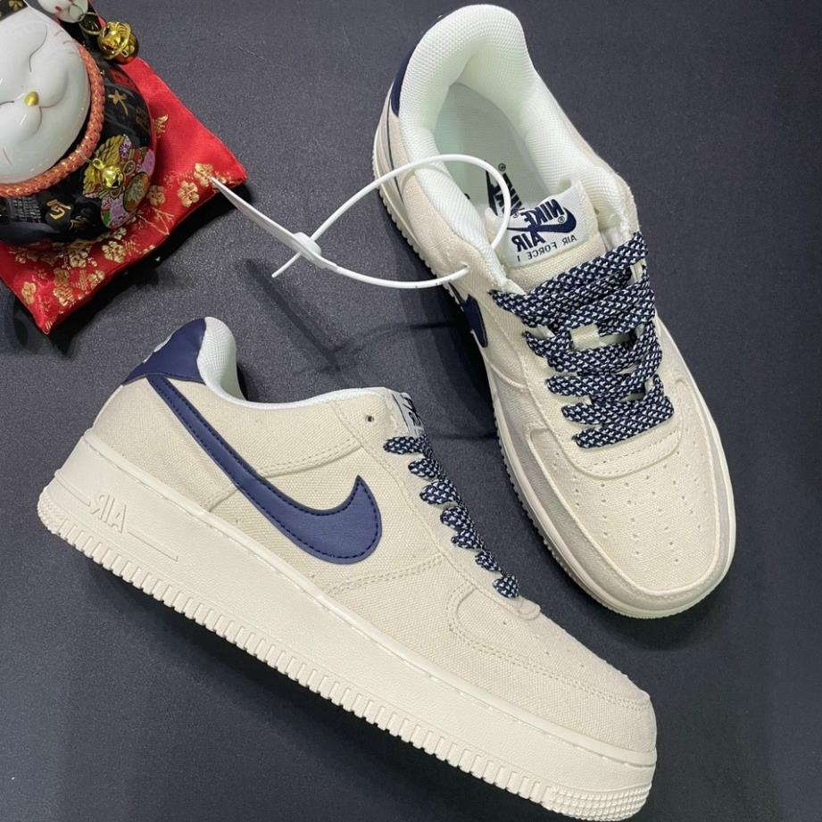 Giày sneaker AF1 CANVAS NAVY, Giày air force 1 Vải Canvas Sữa Non móc xanh Navy Hàng Đẳng Cấp [Fullbox - Sẵn hàng]