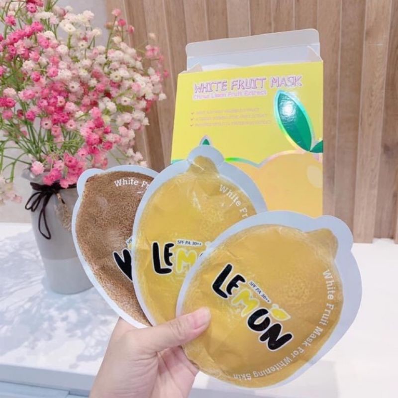 Ủ Trắng LEMON WHITE FRUIT MASK Tắm Trắng Chanh Lemon Hộp 3goi