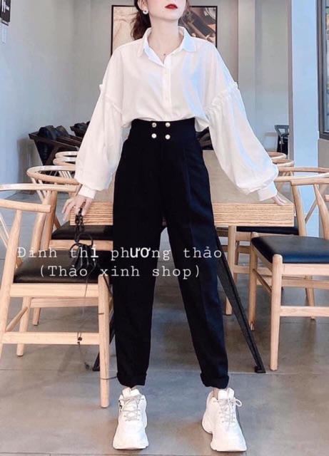 Quần baggy vải 4 khuy ulzzang hot trend siêu xinh | WebRaoVat - webraovat.net.vn