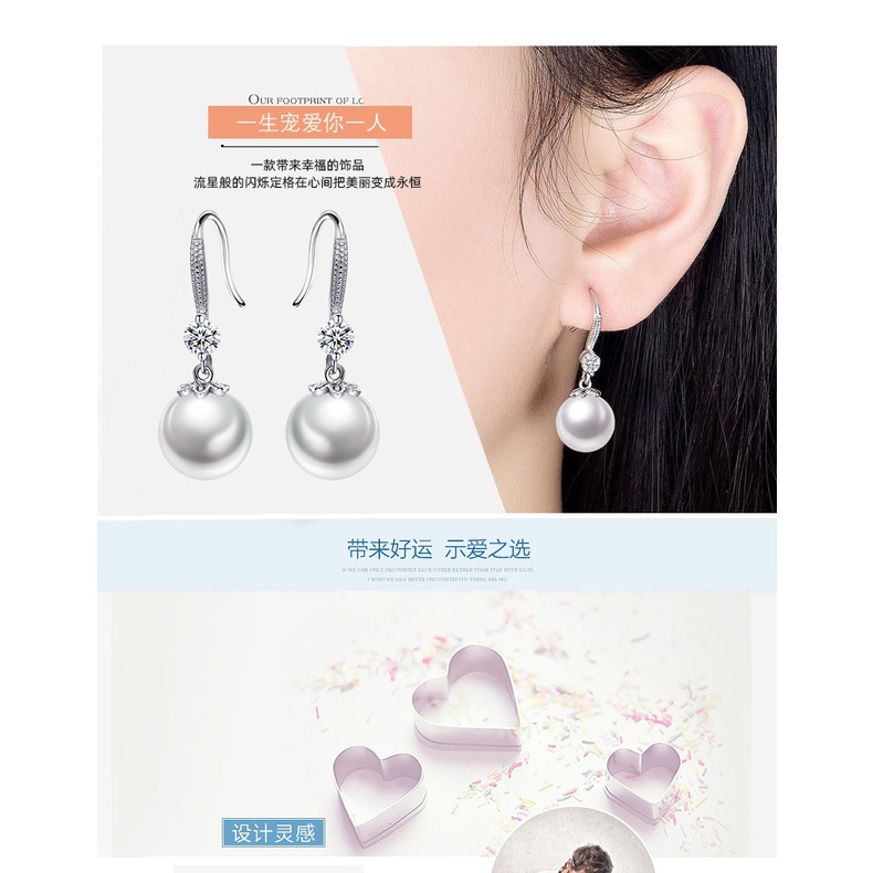 Khuyên Tai Mạ Bạc Đính Ngọc Trai Thời Trang Cho Nữ