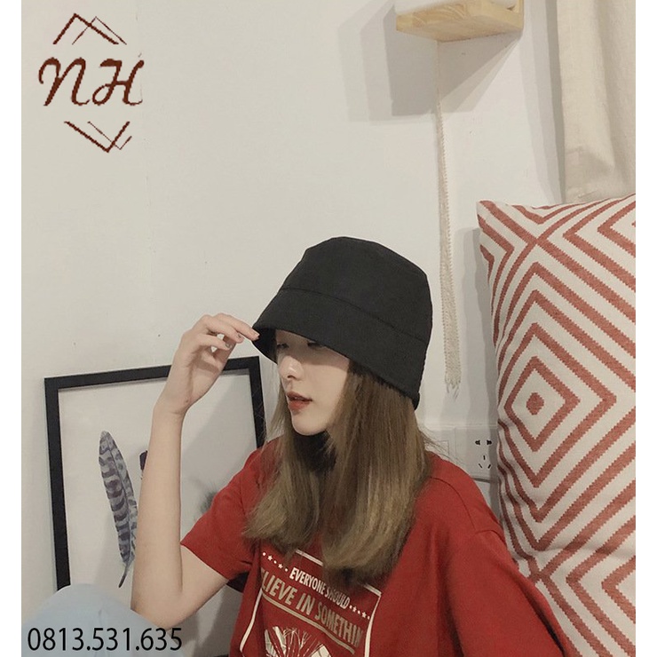 Mũ Nón bucket, tai bèo vành cụp form unisex nam nữ phong cách ulzang màu đen  - N22