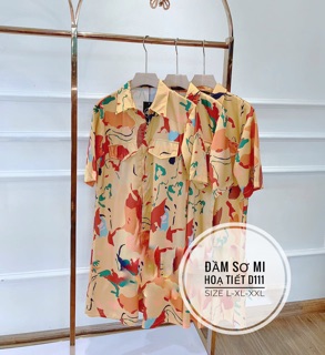 Bigsize Đầm sơ mi hoạ tiết D111