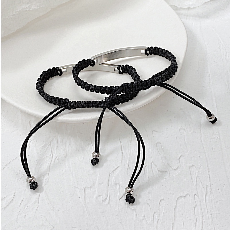 Vòng Tay Dây Bện Bằng Thép Titan Đính Đá Zircon Thời Trang Có Thể Điều Chỉnh Cho Cặp Đôi / Tình Bạn DIY