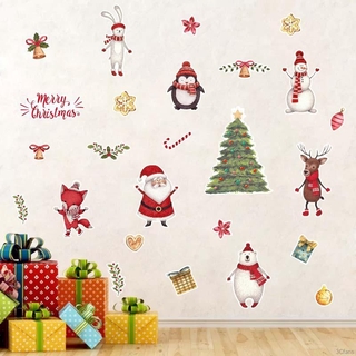 Sticker dán tường hình động vật hoạt hình Giáng Sinh kiểu graffiti sáng tạo bằng PVC trang trí phòng trẻ em