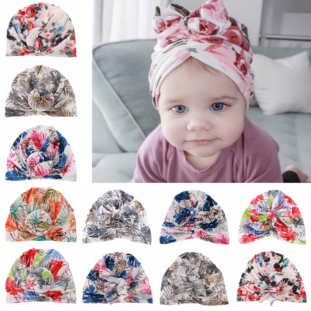 Mũ Turban Thắt Nơ Chất Liệu Cotton Mềm Co Giãn Cho Bé Trai Và Gái