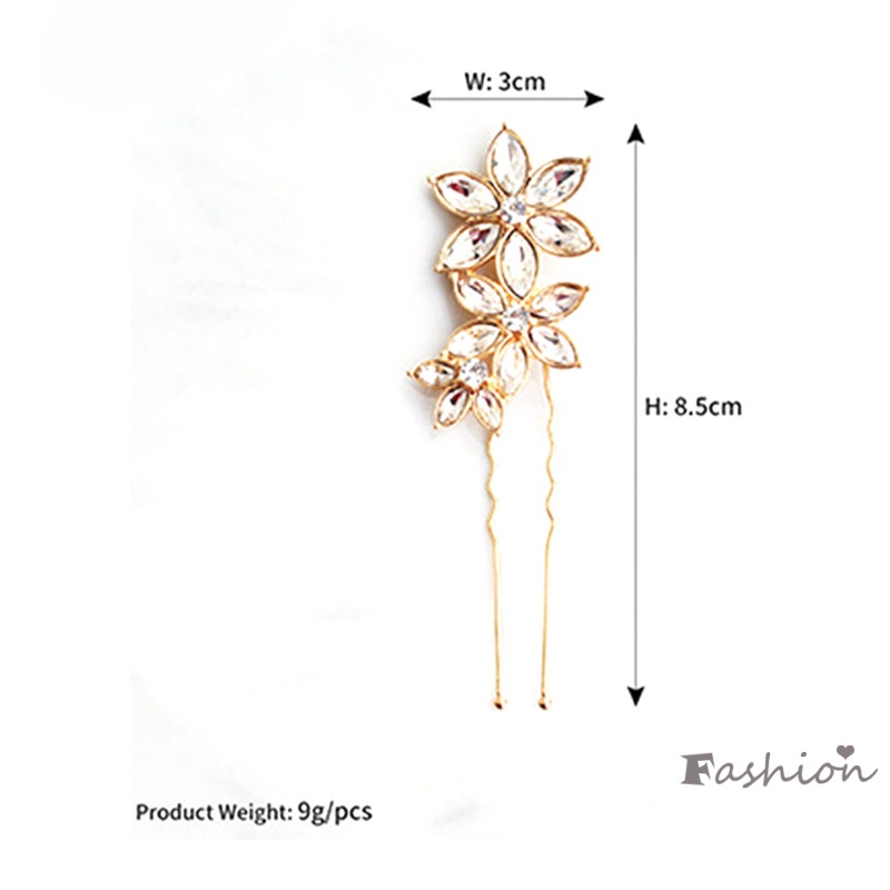 Trâm Cài Tóc Hình Chữ U Đính Đá Sáng Bóng Cao Cấp Thời Trang Cho Cô Dâu