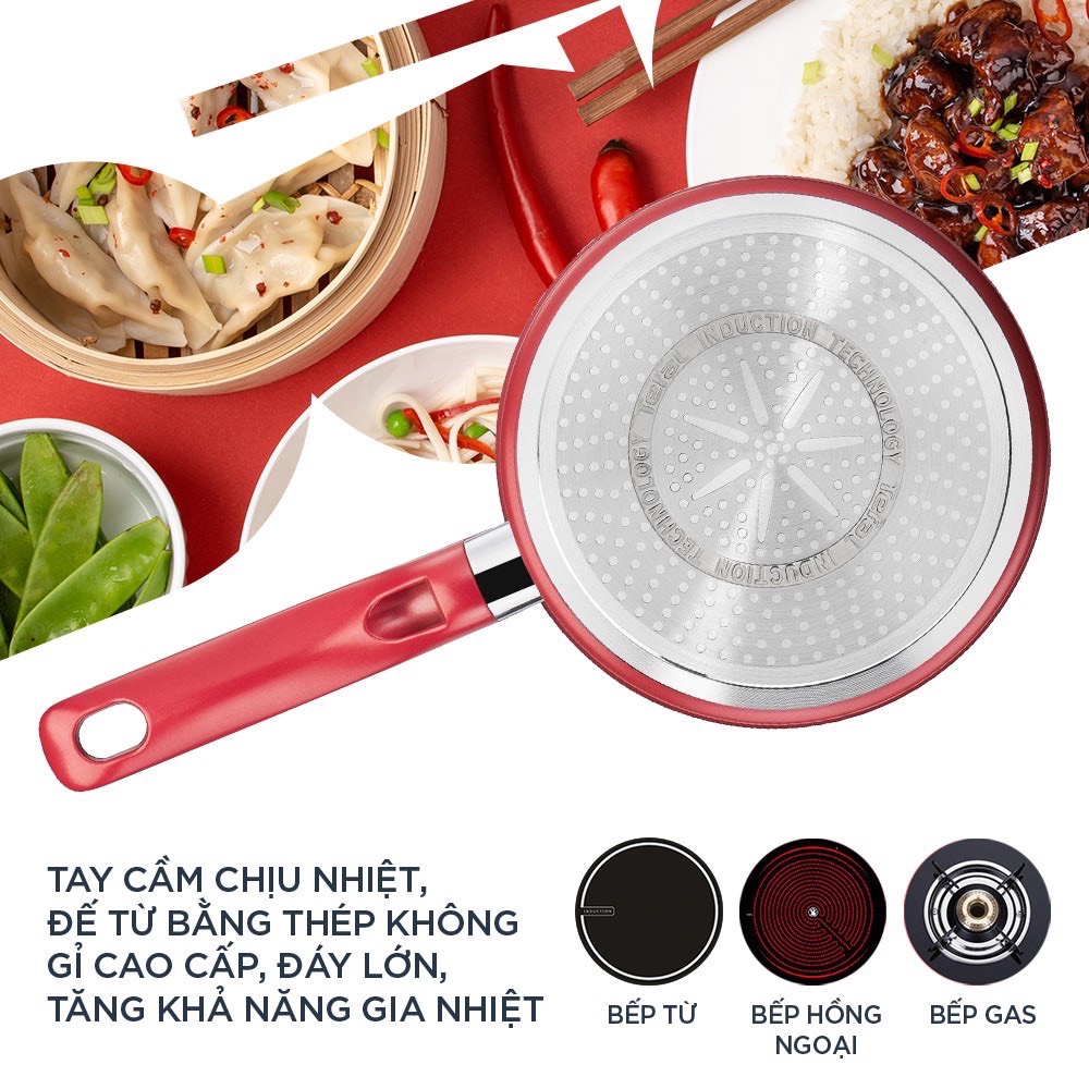 Quánh / nồi cán dài Tefal đỏ So Chef 18cm đáy từ chống dính G1352395