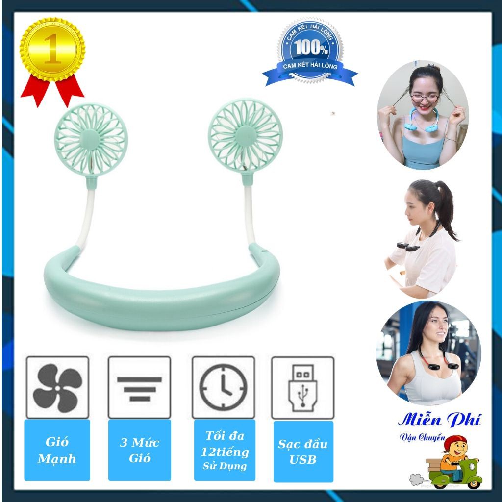 Quạt Đeo Cổ Mini Siêu Mát Siêu Tiện Lợi