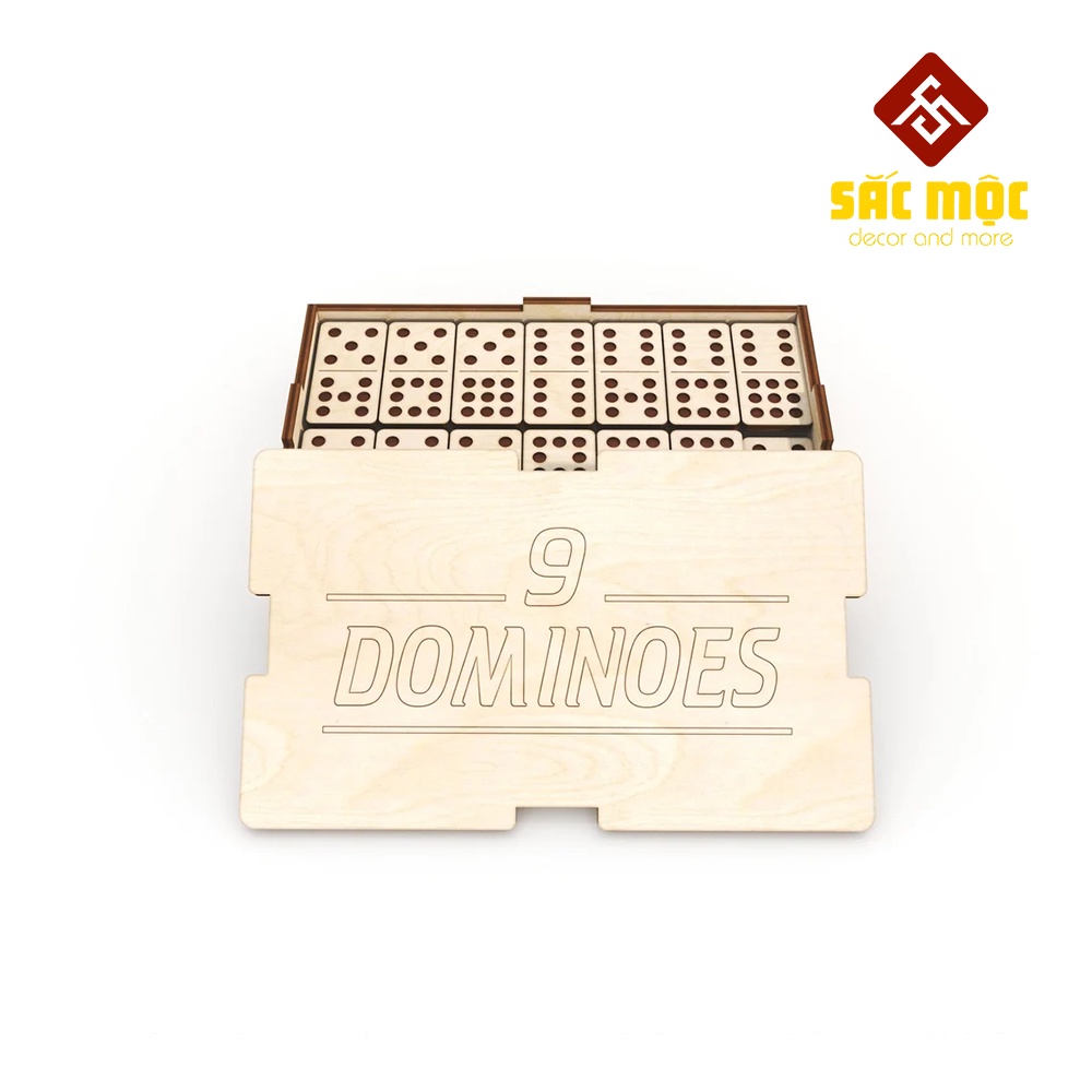 Bộ cờ Dominoes 9 #M64 - 55 quân gỗ | Domino tô màu Size 95*150*25 mm