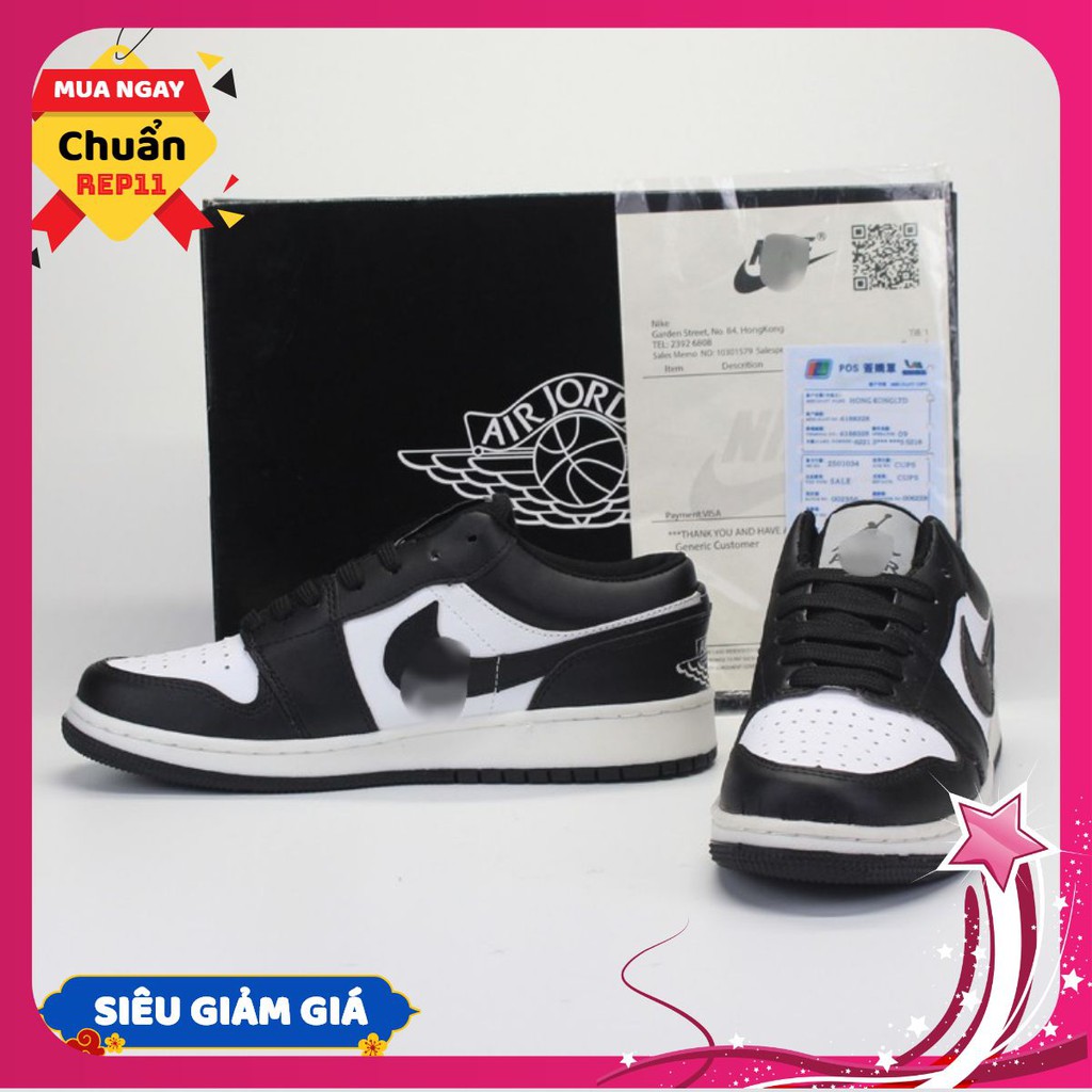 Giày jordan cổ thấp màu đen trắng, giày jd panda thấp hàng cao cấp, full size 36-43