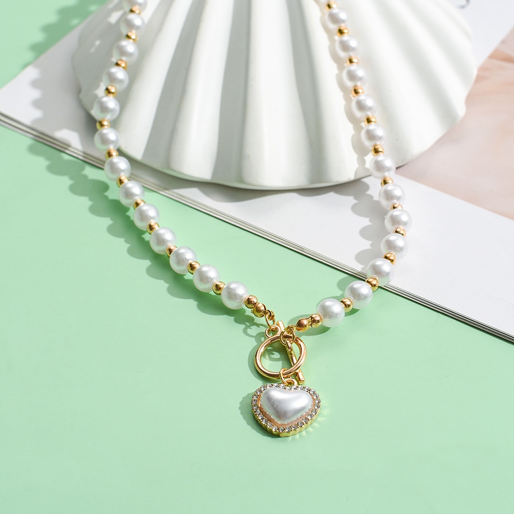 Vòng cổ Hình Trái Tim Đính Ngọc Trai Nhân Tạo Thanh Lịch Dành Cho Nữ