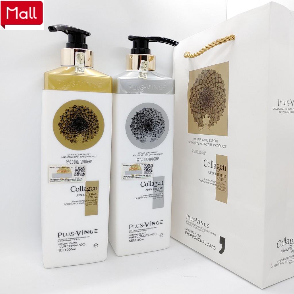 Cặp Dầu Gội Xả Collagen Vinge Plus 1000ML | Giảm Rụng Tóc, Kích Mọc Tóc, Phục Hồi Tóc Hư Tổn | Hàng Chính Hãng 365