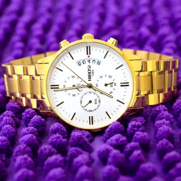 đồng hồ nam nibosi dây vàng đẳng cấp và sang trọng chống nước chống xước,tặng kèm vòng tì hưu