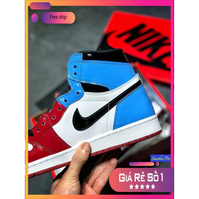 NEW FC FALE Giày thể thao AIR JORDAN 1 Retro High les Twin Fearless màu đỏ xanh trắng siêu đẹp dành cho nam ⁸ :; ` ; :