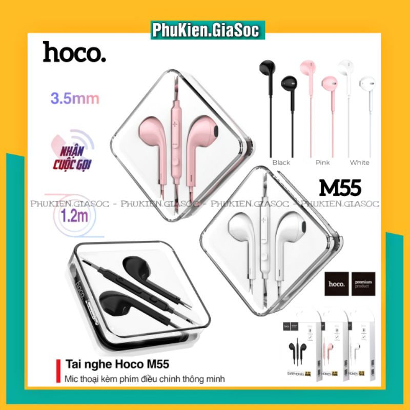 [HOCO M55] Tai Nghe HOCO M55 Có Dây Nhét Tai Jack 3.5mm Chính Hãng | Âm Thanh Hay | Có Mic | Full Box | Bảo Hành 1 Đổi 1