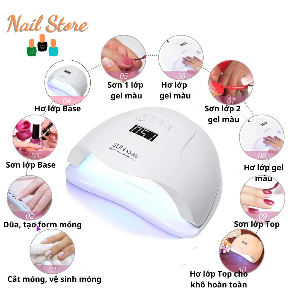 Máy Hơ Gel SUN X5 MAX Công Suất Cao 150W 45 LED - Máy Hơ Móng HƠ SIÊU NHANH