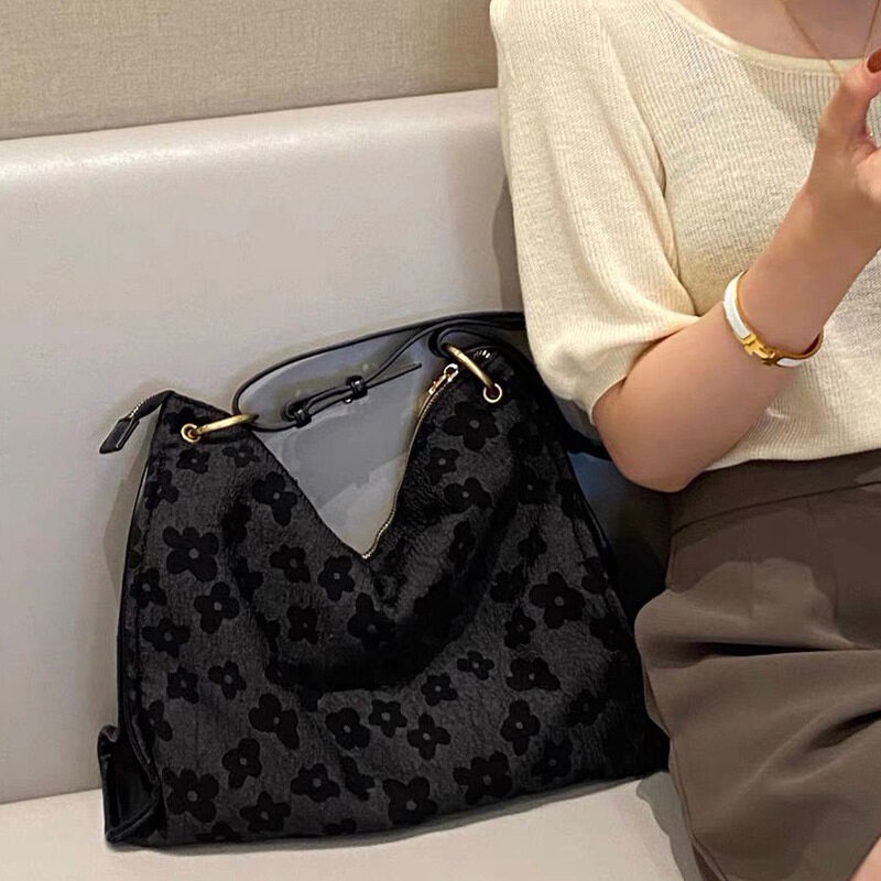 Túi tote đeo vai YADOU sức chứa lớn in họa tiết dễ thương phong cách retro thiết kế thời trang cho nữ