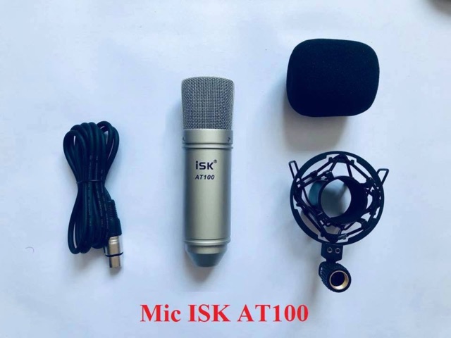 combo thu âm livestream Mic isk AT100 chính hãng-sound card v10 có bluetooth kèm dây li