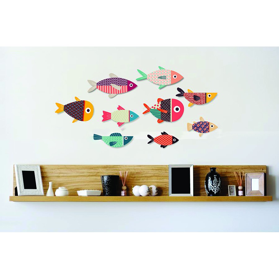Bộ tranh cá decor set 9 cá