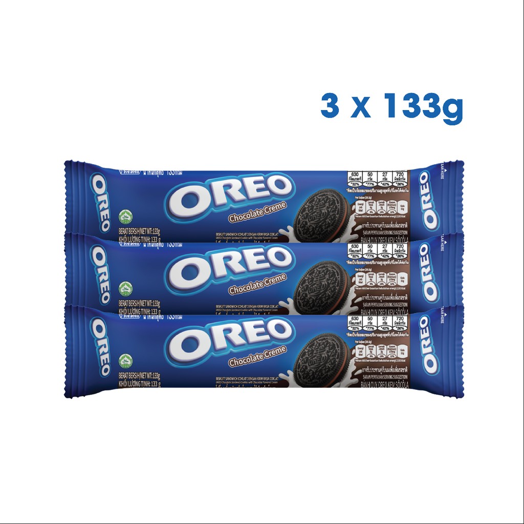 Combo 3 thanh bánh quy OREO vị sôcôla, 3x133g