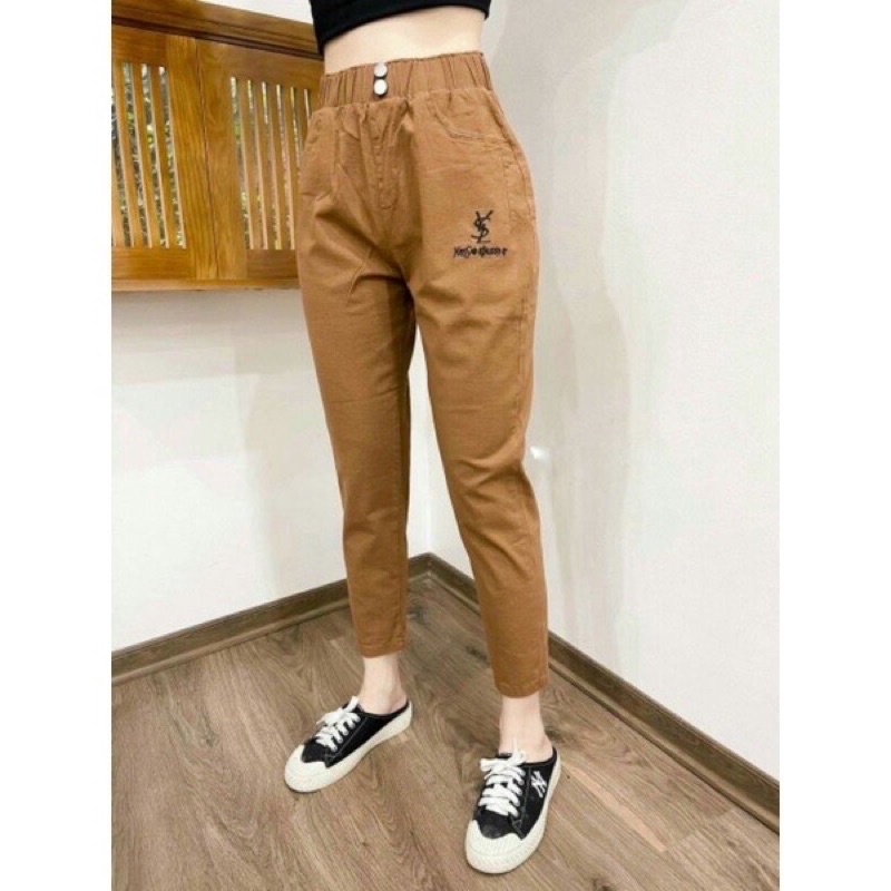 QUẦN THÔ KAKI ĐŨI thêu chữ siêu đẹp,quần bagy cạp chun hai cúc về sẵn tại shop