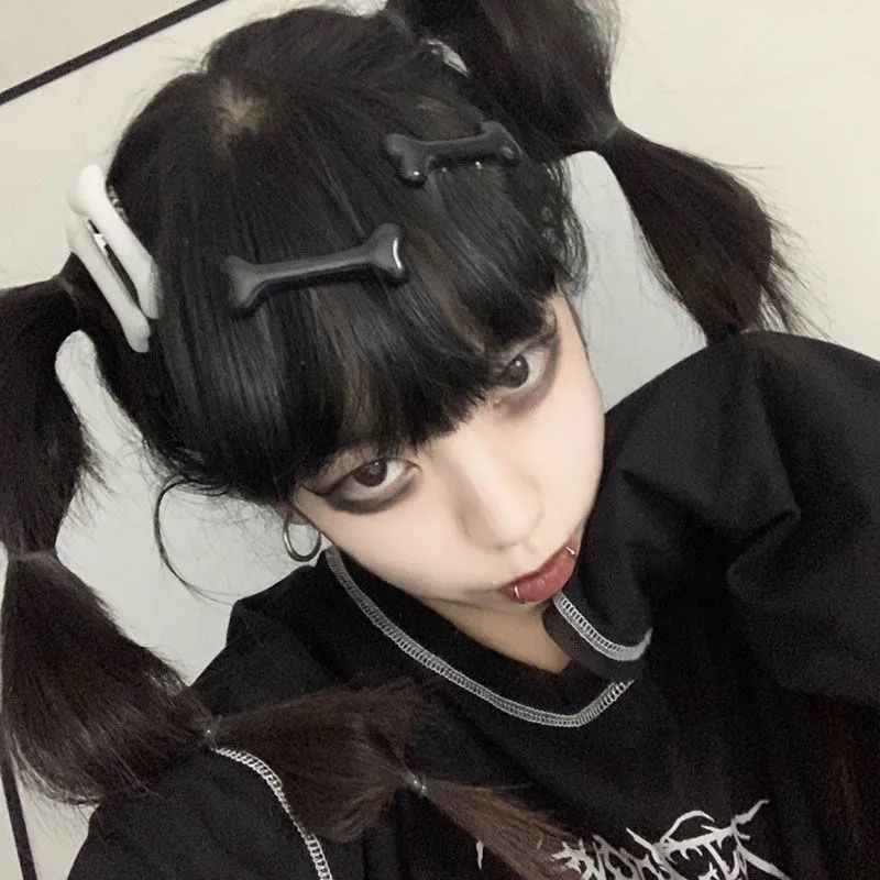 Kẹp Tóc Y2K Xương Phong Cách Gothic Nhật Bản