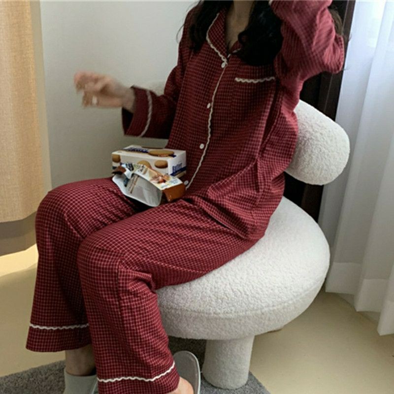 Bộ ngủ / mặc nhà pijama caro dài ulzzang order