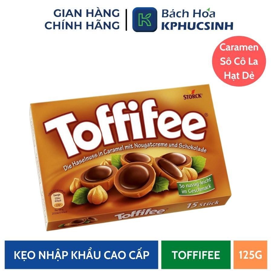 Kẹo caramen mềm phủ sô cô la nhân hạt dẻ Toffifee 125g KPHUCSINH - Hàng Chính Hãng