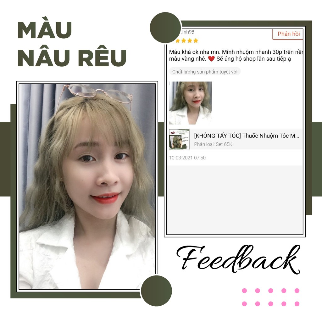 [KHÔNG TẨY TÓC] Thuốc Nhuộm Tóc Màu Nâu Rêu - Nâng Tone Da - Tặng Trợ Dưỡng | BigBuy360 - bigbuy360.vn
