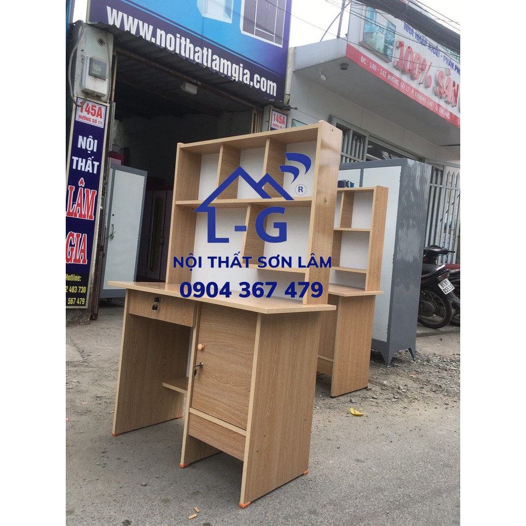 Bàn học sinh liền kệ giả gỗ 1M, 1M2 cho bé giá rẻ freeship | BigBuy360 - bigbuy360.vn