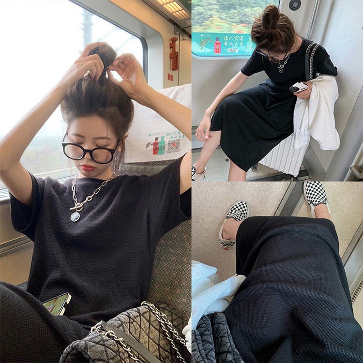 Đầm Thun Ngắn Tay Form Rộng Phong Cách Năng Động Trẻ Trung Dành Cho Nữ