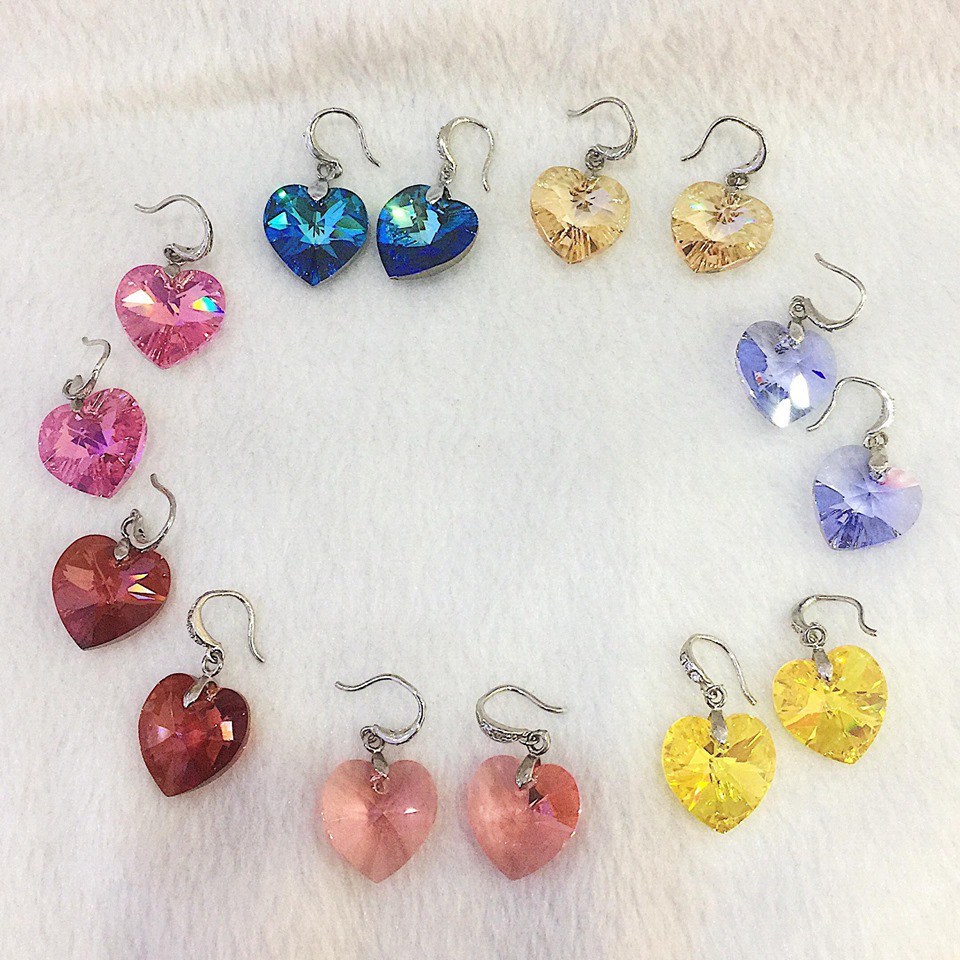 Bông tai trái tim pha lê Swarovski 14ly