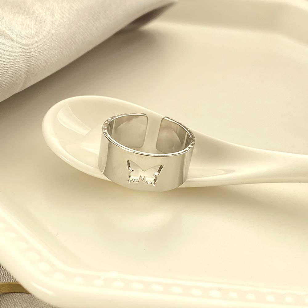 Nhẫn Đeo Tay Kim Loại Hình Bướm Vintage Cho Cặp Đôi