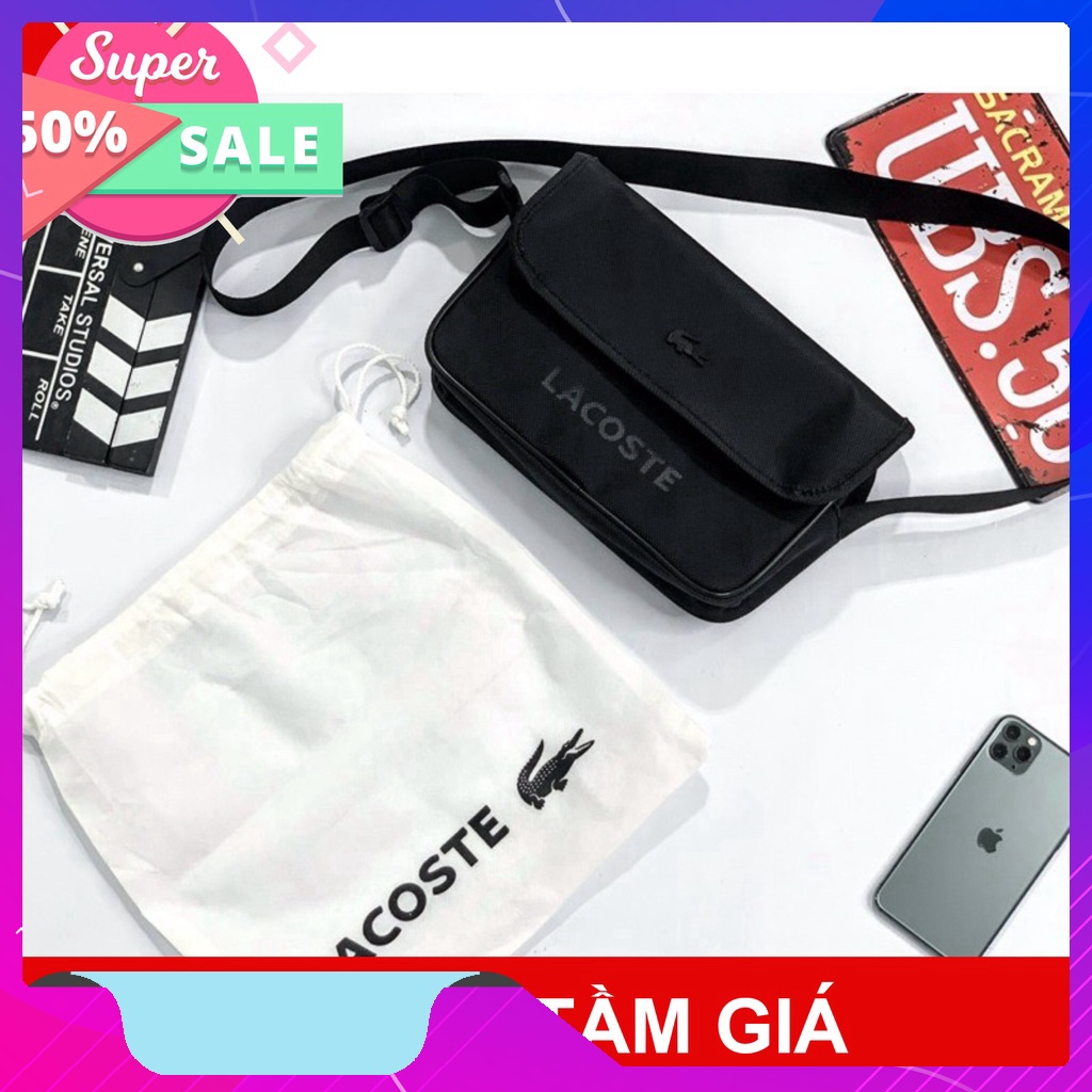Túi Đeo Chéo Nam Thời Trang Lacoste logo sắt full tag và túi không dệt balo_5035