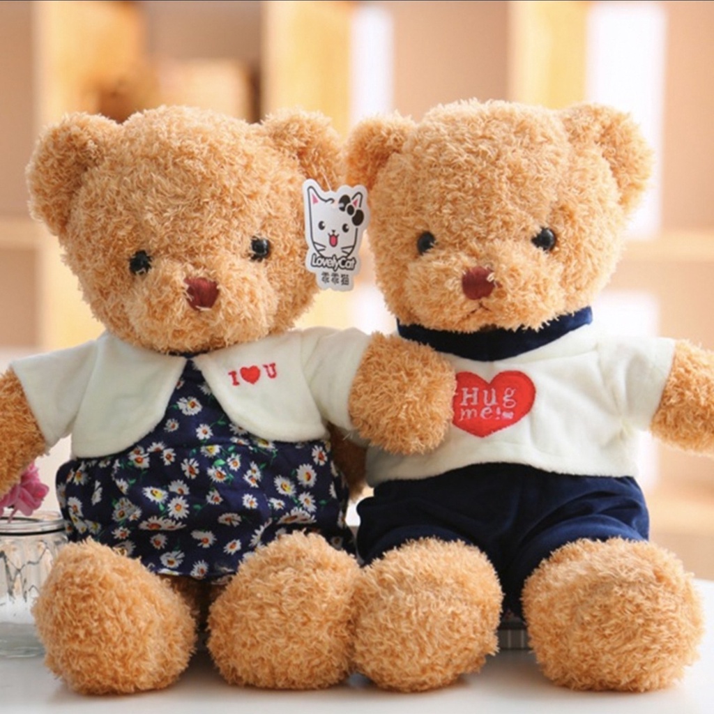 Gấu Bông Teddy Đôi Hug Me - I love You- Teddy Nhồi Bông