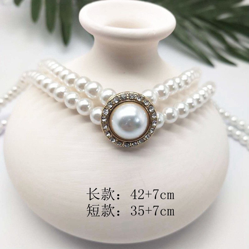 Vòng cổ nhiều lớp kết hạt ngọc trai giả handmade thời trang cho nữ