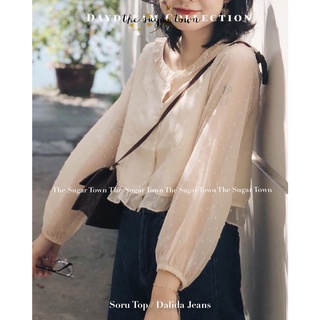 [HẾT SIZE SALE LỖ]Poppy Top áo sơ mi voan hạt cổ bèo dáng croptop