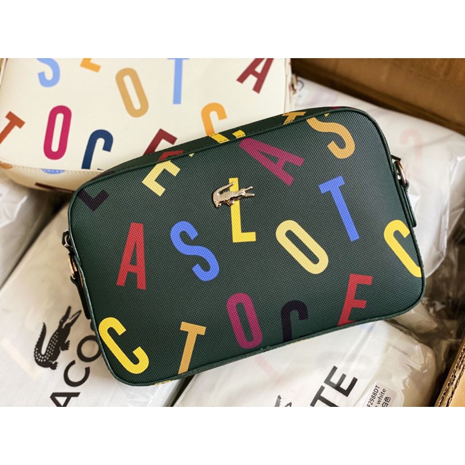 ❤LACOSTE DAILY CLASSIC PRINTED COATED CANVAS SHOULDER BAG
