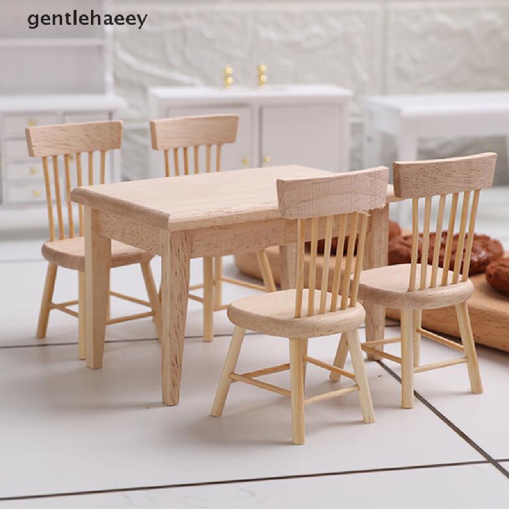 Bộ Bàn Ghế Gỗ Tỉ Lệ 1 / 12 Trang Trí Nhà Búp Bê
