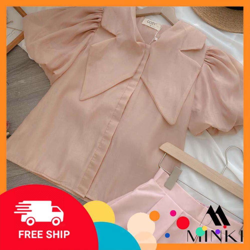 [SALE_MẠNH_50%] [ HÀNG THIẾT KẾ] SET ÁO CỔ NHỌN VÀ CHÂN VÁY XẾP LY - CHẤT LIỆU TƠ CAO CẤP - MÀU HỒNG [SIÊU PHẨM] | BigBuy360 - bigbuy360.vn