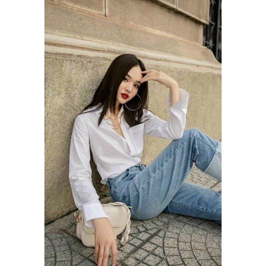 QUẦN JEANS NỮ SUÔNG LẬT LẠI CHẤT COTTON KHÔNG CO GIÃN HAI MÀU ĐẸP