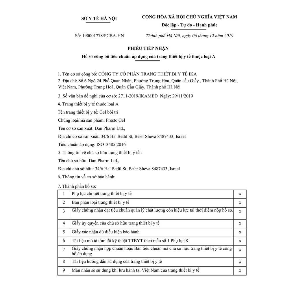 Presto Gel Gel bôi trĩ Nhập khẩu Israel