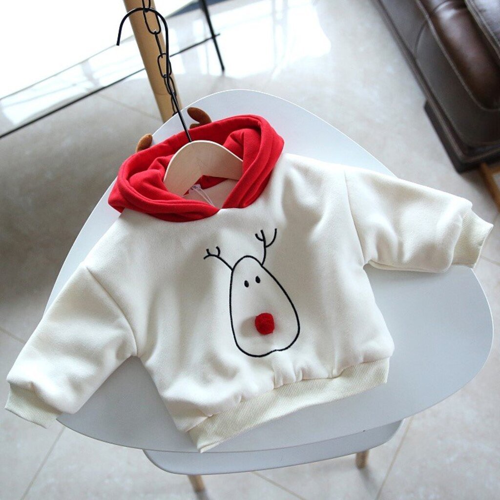 Áo Hoodie Nỉ Bông Tuần Lộc Cho Bé Trai, Bé Gái MinKy BABY